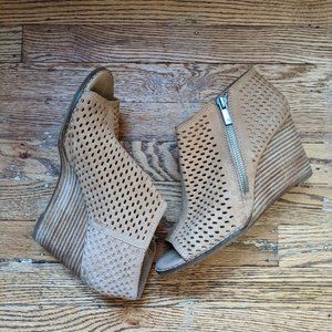 Lucky Brand peep toe wedge bootie
